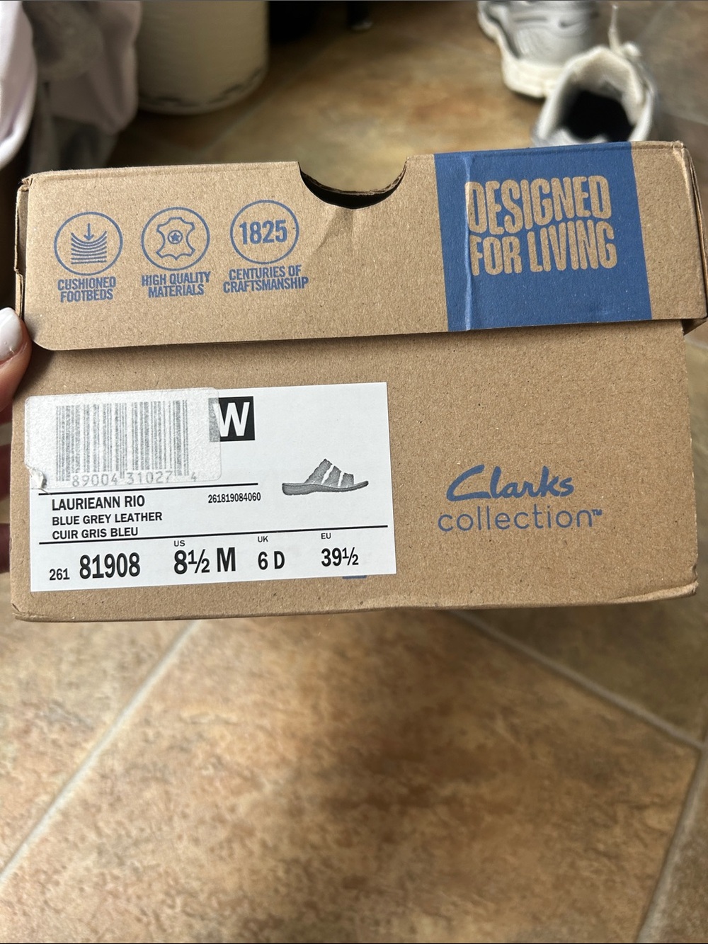 Clarks Blue Braided Leather Triple-Strap Sandals - Picture 2 of 6